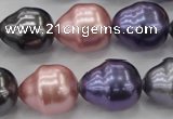 CSB573 15.5 inches 16*19mm whorl teardrop mixed color shell pearl beads