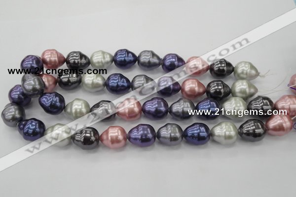 CSB573 15.5 inches 16*19mm whorl teardrop mixed color shell pearl beads