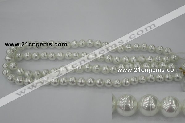 CSB600 15.5 inches 10mm whorl round shell pearl beads