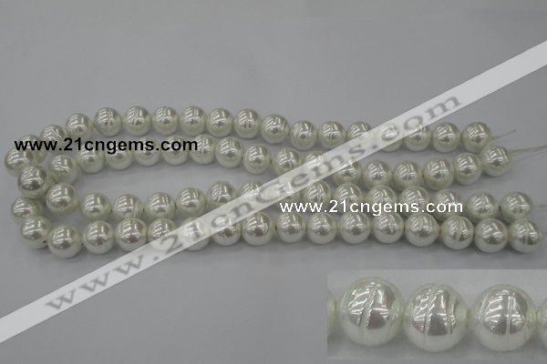 CSB610 15.5 inches 12mm whorl round shell pearl beads