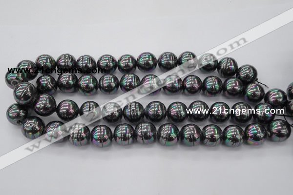 CSB638 15.5 inches 16mm whorl round shell pearl beads