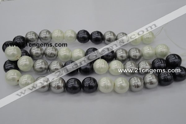 CSB650 15.5 inches 18mm whorl round mixed color shell pearl beads