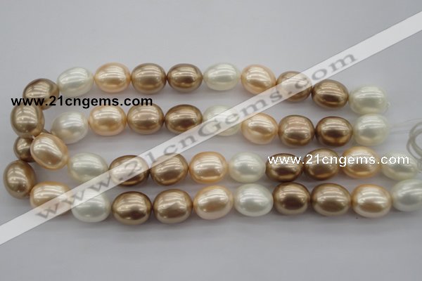 CSB678 15.5 inches 16*19mm oval mixed color shell pearl beads