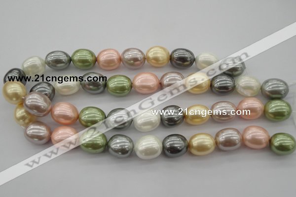 CSB679 15.5 inches 16*19mm oval mixed color shell pearl beads