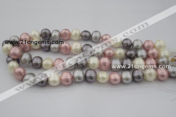 CSB694 15.5 inches 13*15mm oval mixed color shell pearl beads