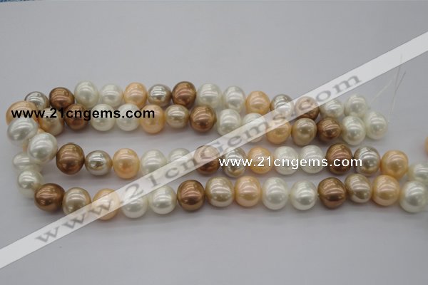 CSB695 15.5 inches 13*15mm oval mixed color shell pearl beads