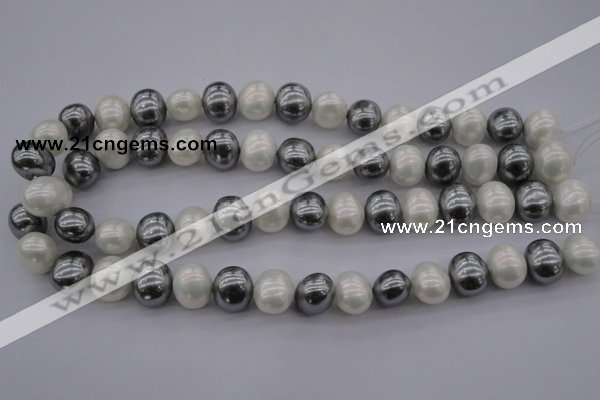 CSB697 15.5 inches 13*15mm oval mixed color shell pearl beads