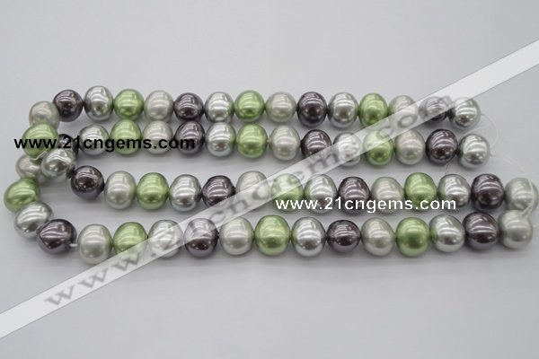 CSB698 15.5 inches 13*15mm oval mixed color shell pearl beads