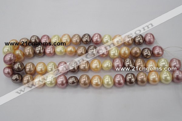 CSB699 15.5 inches 13*15mm oval mixed color shell pearl beads