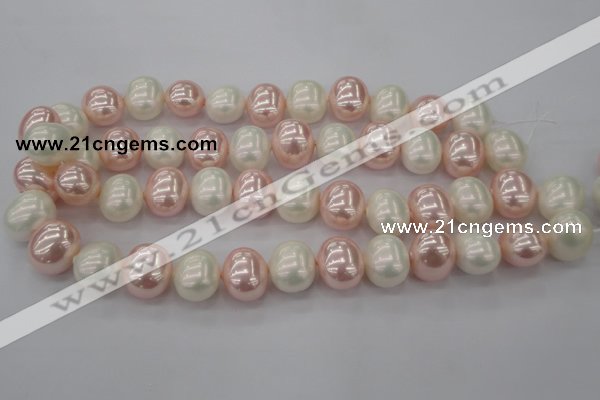 CSB712 15.5 inches 16*19mm oval mixed color shell pearl beads