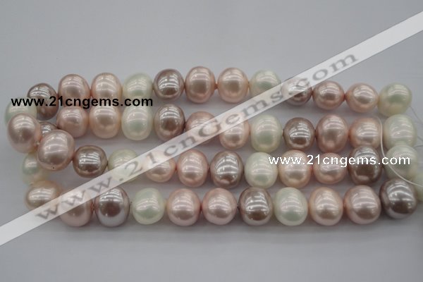 CSB713 15.5 inches 16*19mm oval mixed color shell pearl beads