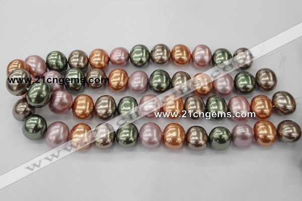 CSB716 15.5 inches 16*19mm oval mixed color shell pearl beads