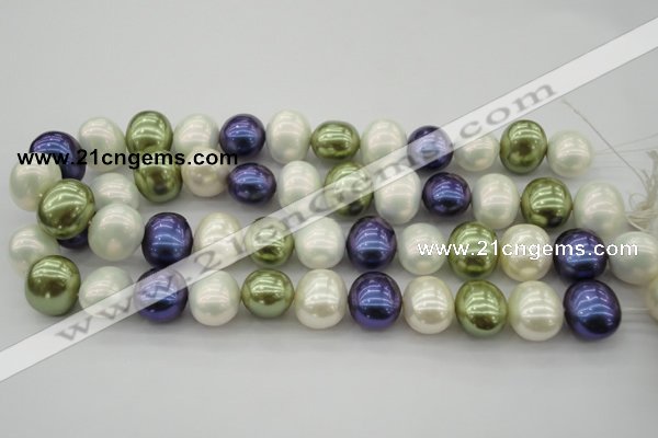 CSB717 15.5 inches 16*19mm oval mixed color shell pearl beads