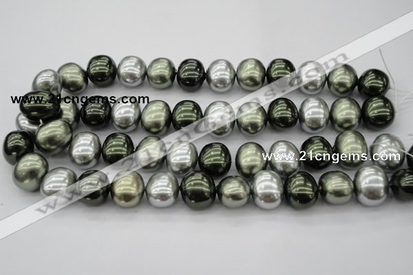 CSB718 15.5 inches 16*19mm oval mixed color shell pearl beads