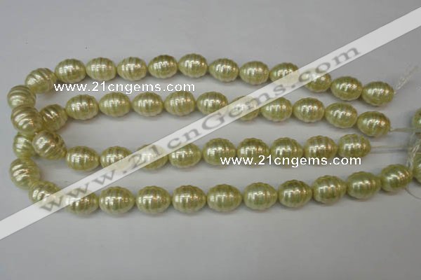 CSB887 15.5 inches 13*16mm whorl teardrop shell pearl beads wholesale