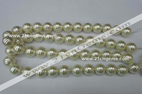 CSB896 15.5 inches 16mm whorl round shell pearl beads wholesale