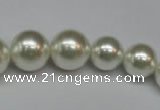 CSB920 15.5 inches 8mm - 14mm round shell pearl beads wholesale