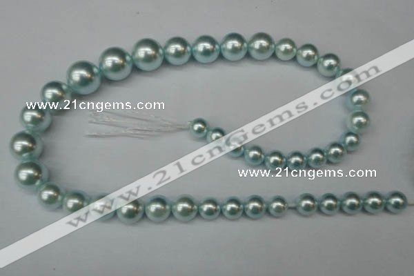 CSB922 15.5 inches 8mm - 14mm round shell pearl beads wholesale