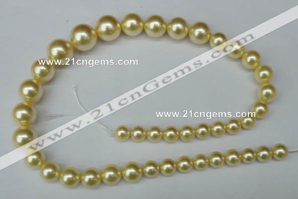 CSB923 15.5 inches 8mm - 14mm round shell pearl beads wholesale