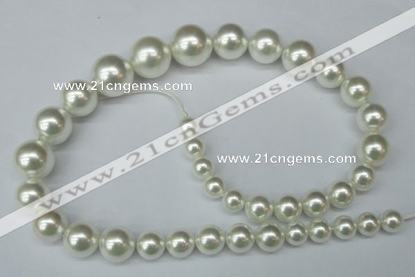 CSB930 15.5 inches 8mm - 16mm round shell pearl beads wholesale