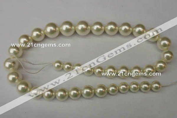 CSB931 15.5 inches 8mm - 16mm round shell pearl beads wholesale