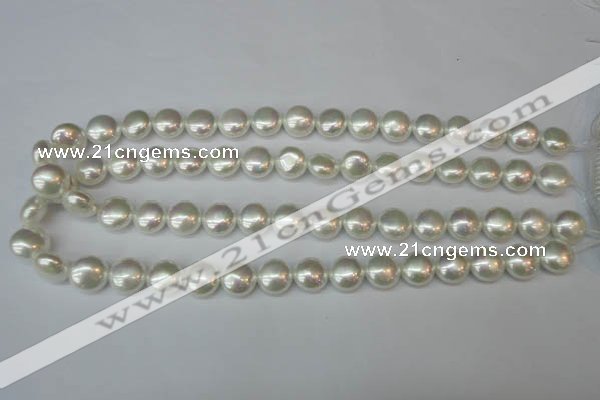 CSB940 15.5 inches 12mm flat round shell pearl beads wholesale
