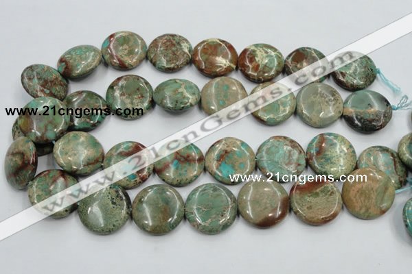 CSE07 15.5 inches 25mm flat round natural sea sediment jasper beads