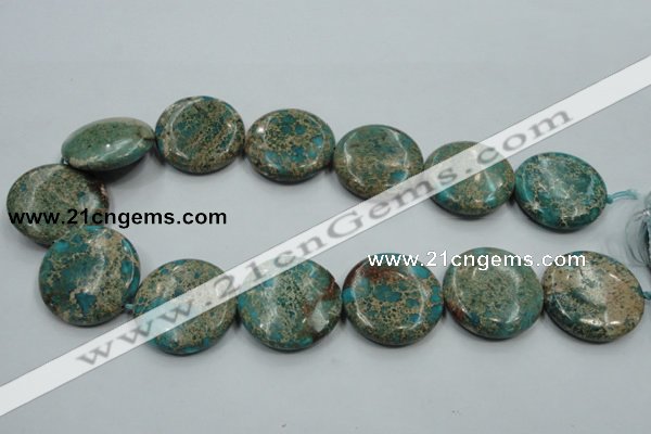 CSE08 15.5 inches 30mm flat round natural sea sediment jasper beads