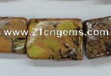 CSE148 18*25mm twisted rectangle dyed natural sea sediment jasper beads