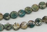 CSE5007 15.5 inches 8mm flat round natural sea sediment jasper beads