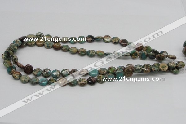 CSE5008 15.5 inches 10mm flat round natural sea sediment jasper beads