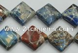 CSE54 15.5 inches 16*16mm diamond dyed natural sea sediment jasper beads