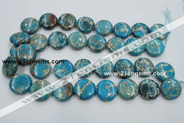 CSE65 15.5 inches 25mm flat round dyed natural sea sediment jasper beads