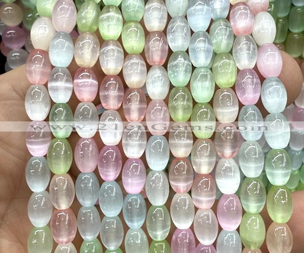 CSE764 15 inches 6*9mm rice colorful selenite beads wholesale
