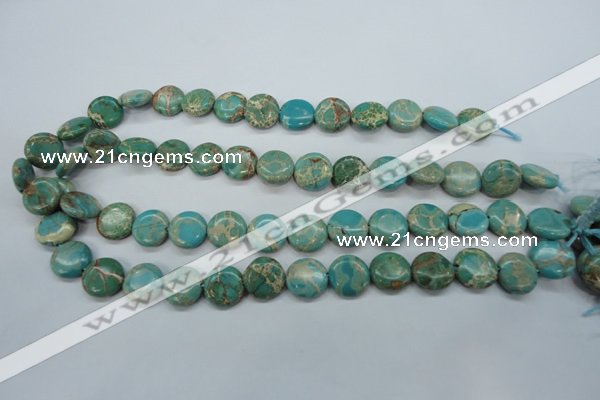 CSE84 15.5 inches 14mm flat round dyed natural sea sediment jasper beads