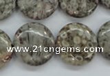 CSF01 15.5 inches 20mm flat round shell fossil jasper beads