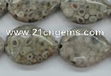 CSF03 15.5 inches 18*25mm flat teardrop shell fossil jasper beads