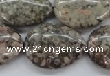 CSF04 15.5 inches 22*30mm flat teardrop shell fossil jasper beads