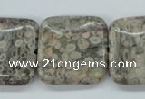 CSF07 15.5 inches 25*25mm square shell fossil jasper beads