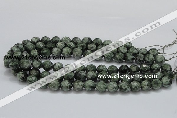 CSH08 15.5 inches 12mm faceted round natural seraphinite beads