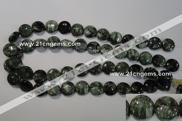 CSH124 15.5 inches 16mm flat round natural seraphinite gemstone beads