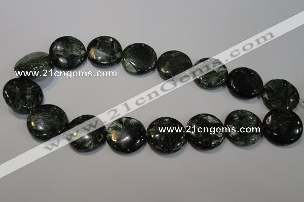 CSH127 15.5 inches 25mm flat round natural seraphinite gemstone beads