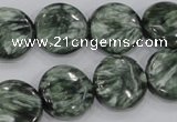 CSH52 15 inches 14mm flat round natural seraphinite gemstone beads