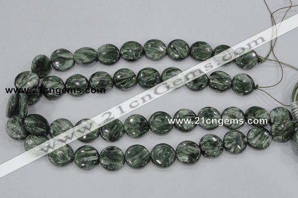 CSH52 15 inches 14mm flat round natural seraphinite gemstone beads