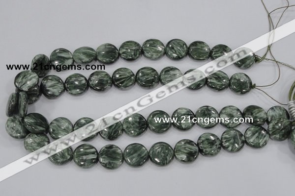 CSH54 15 inches 18mm flat round natural seraphinite gemstone beads