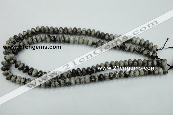 CSI05 15.5 inches 5*10mm rondelle silver scale stone beads wholesale