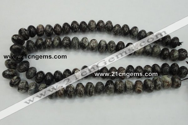 CSI07 15.5 inches 10*15mm rondelle silver scale stone beads wholesale