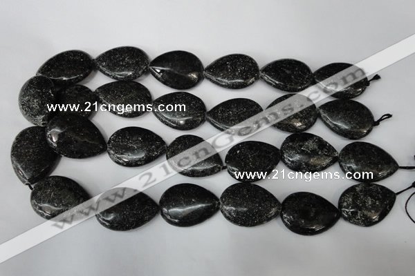 CSI107 15.5 inches 22*30mm flat teardrop silver scale stone beads