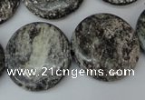 CSI29 15.5 inches 25mm flat round silver scale stone beads wholesale