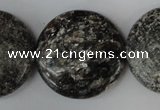 CSI30 15.5 inches 30mm flat round silver scale stone beads wholesale